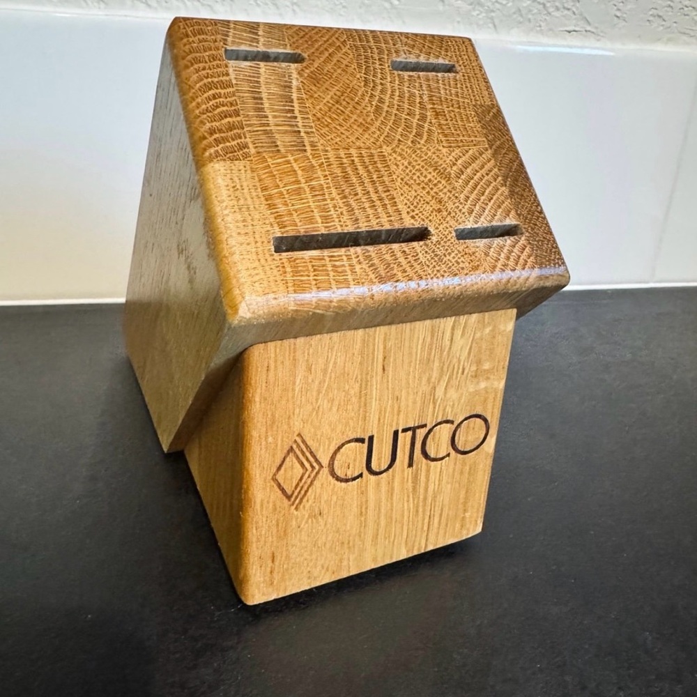 Cutco Studio 4-Slot Solid Oak Wood Knife Block - Made in USA